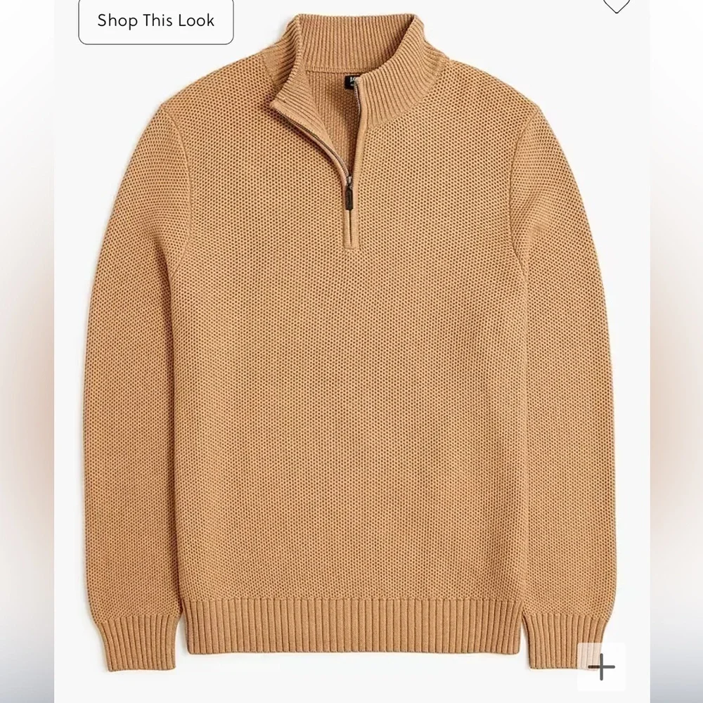 J crew Cotton honeycomb knit half-zip